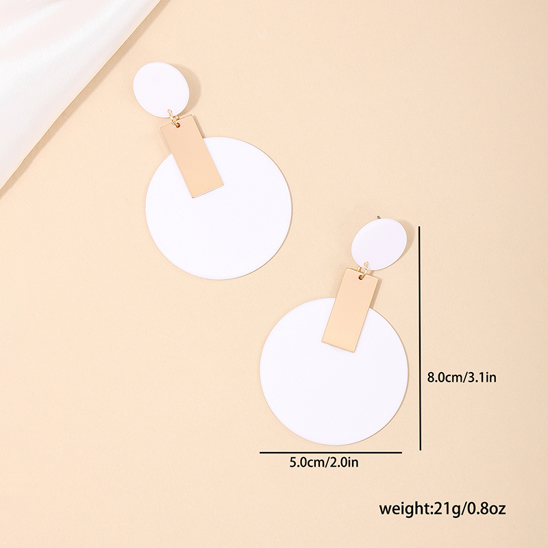 1 Piece Simple Style Classic Style Triangle Round Patchwork Arylic Drop Earrings display picture 2