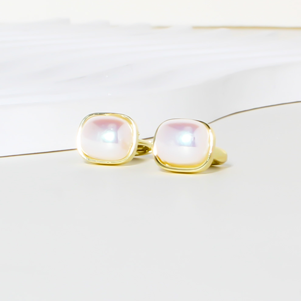 1 Pair Sweet Commute Square Inlay Alloy Pearl Gold Plated Earrings display picture 2