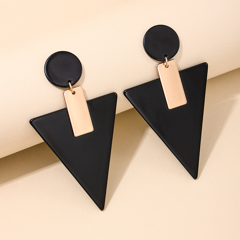 1 Piece Simple Style Classic Style Triangle Round Patchwork Arylic Drop Earrings display picture 7