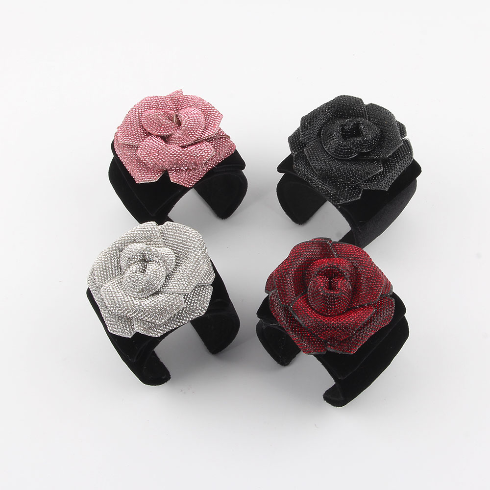 Style Simple Style Classique Rose Coton Strass Flanelle Femmes Bracelet display picture 1
