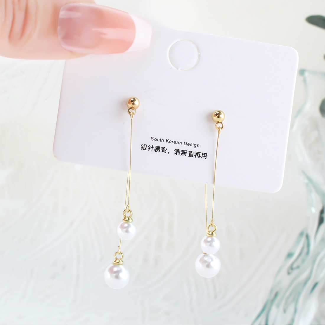 1 Pair Sweet Commute Round Inlay Alloy Pearl Gold Plated Drop Earrings display picture 2