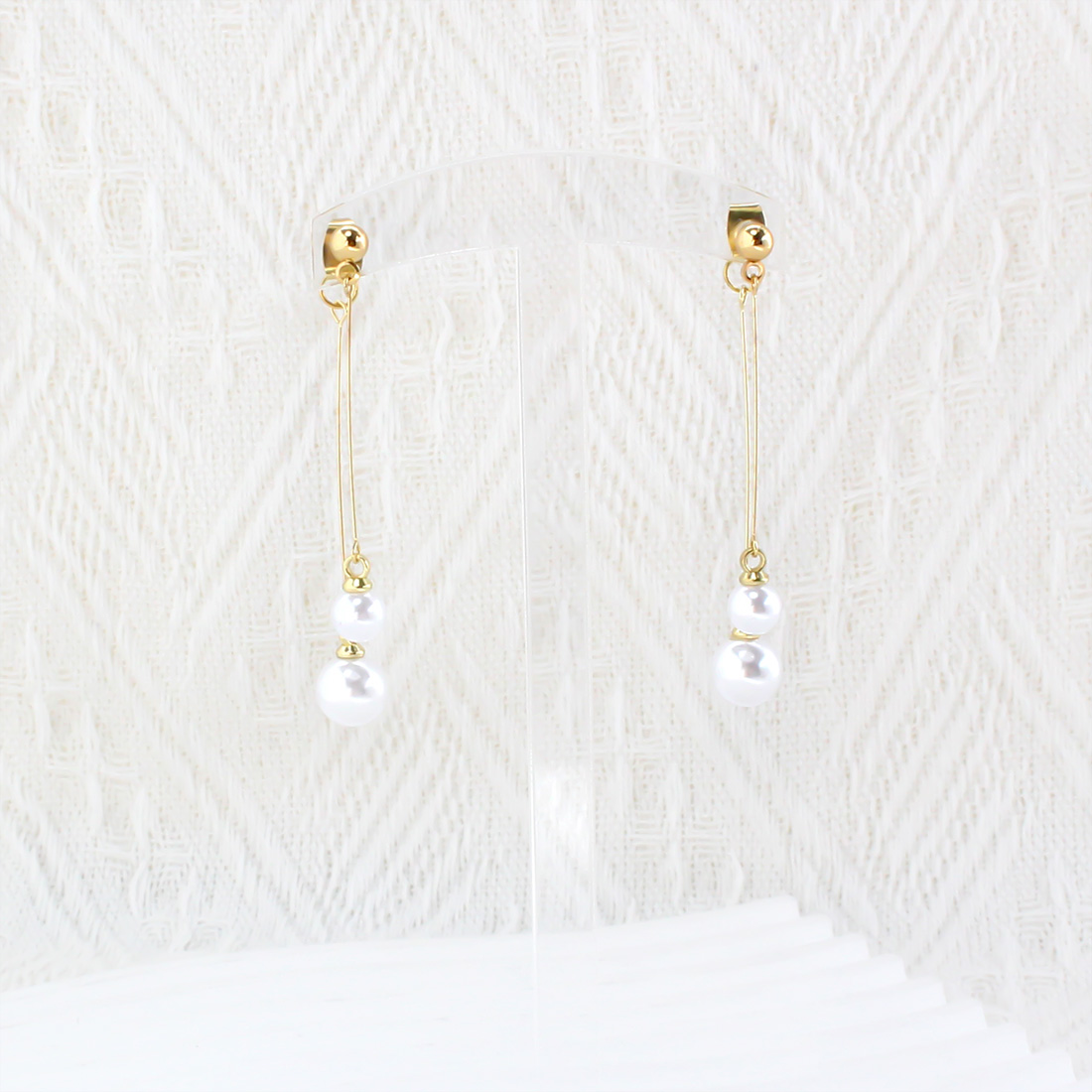1 Pair Sweet Commute Round Inlay Alloy Pearl Gold Plated Drop Earrings display picture 8