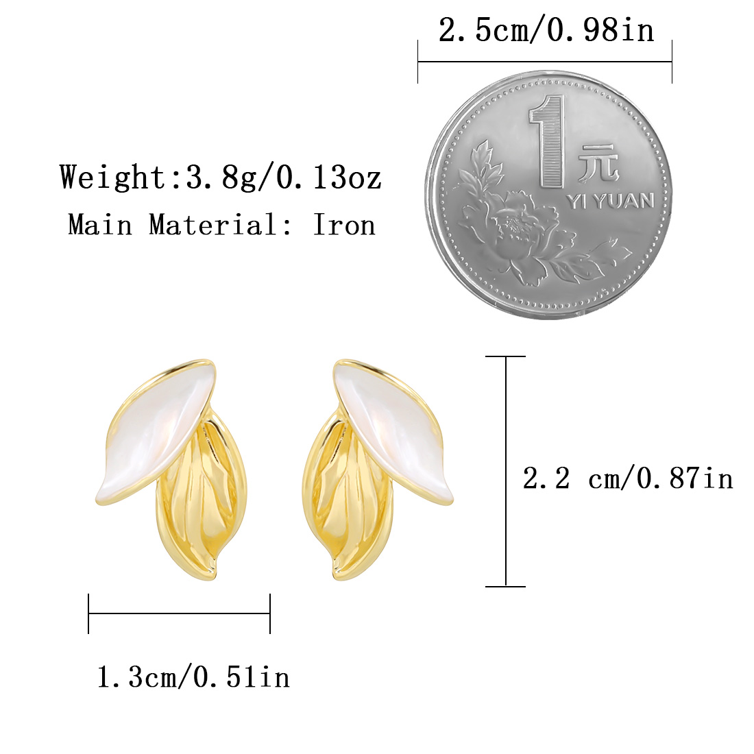 1 Pair Sweet Simple Style Leaves Iron Gold Plated Ear Studs display picture 1