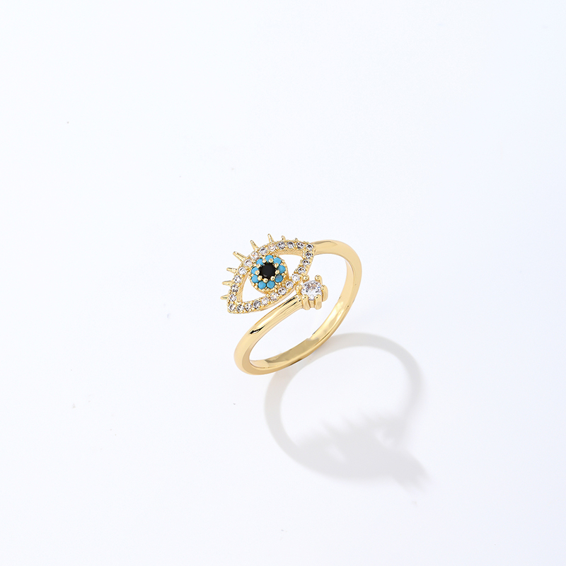 Copper K Gold Plated Cute Hip-Hop Modern Style Plating Inlay Eye Zircon Open Rings display picture 3