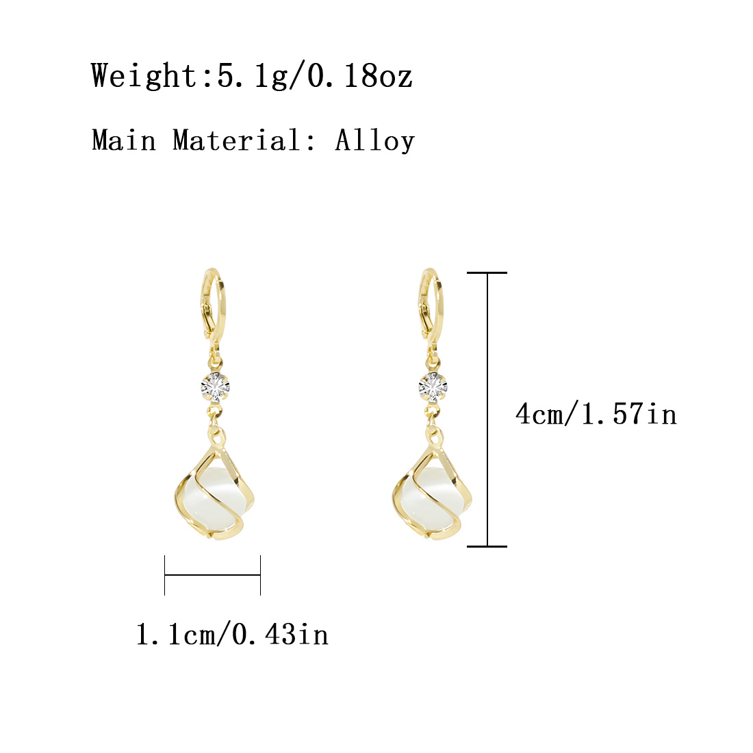 1 Pair Simple Style Commute Geometric Inlay Alloy Opal Zircon Gold Plated Drop Earrings display picture 1