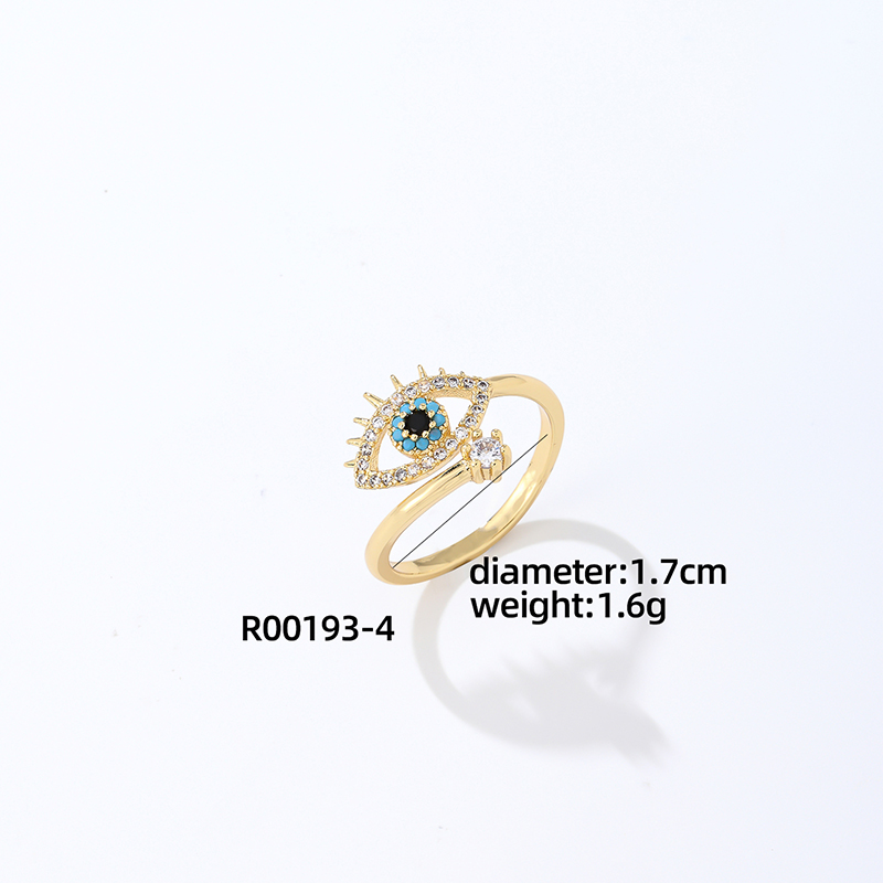 Copper K Gold Plated Cute Hip-Hop Modern Style Plating Inlay Eye Zircon Open Rings display picture 4