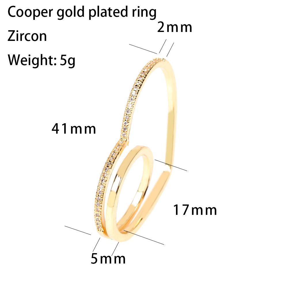 Kupfer 18 Karat Vergoldet IG-Stil Einfacher Stil Pendeln Inlay Herzform Zirkon Ringe display picture 9