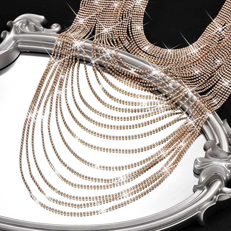 Bijoux En Gros Exagéré Brillant Géométrique Alliage Strass Placage Incruster Collier En Couches display picture 8