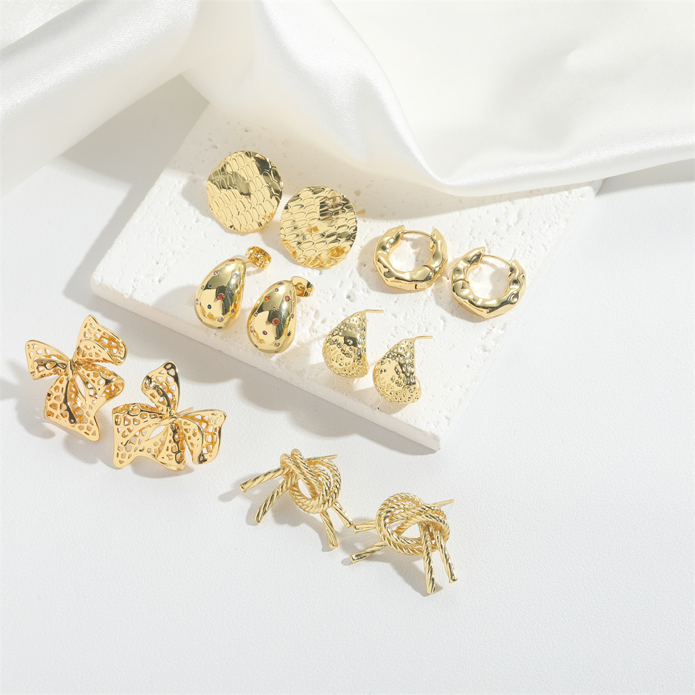 1 Pair Basic Modern Style Classic Style Bow Knot Inlay Copper Zircon Ear Studs display picture 9