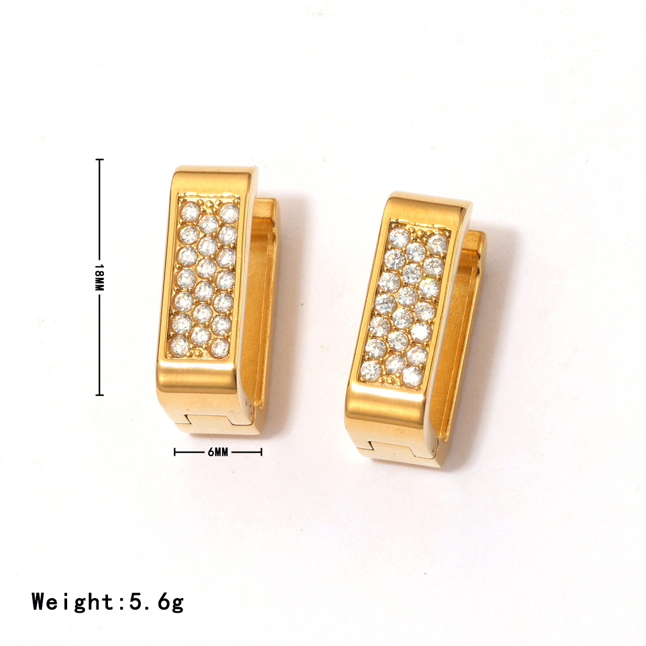 1 Pair Casual Vintage Style Simple Style Solid Color Plating Inlay 304 Stainless Steel Zircon White Gold Plated Gold Plated Earrings display picture 5