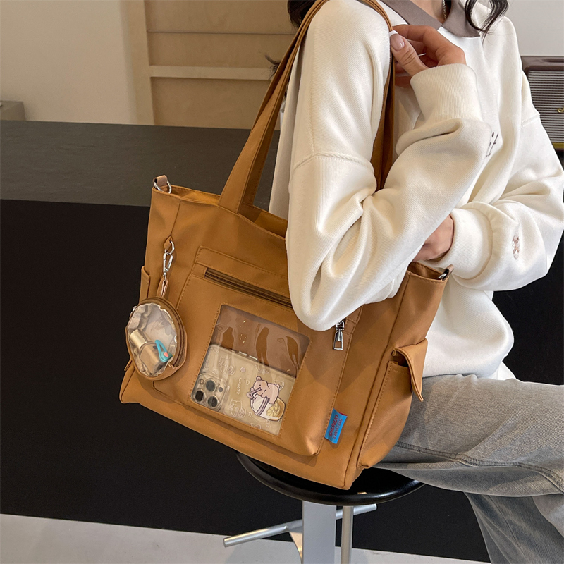 Women's Large Canvas Solid Color Preppy Style Classic Style Zipper Tote Bag display picture 1