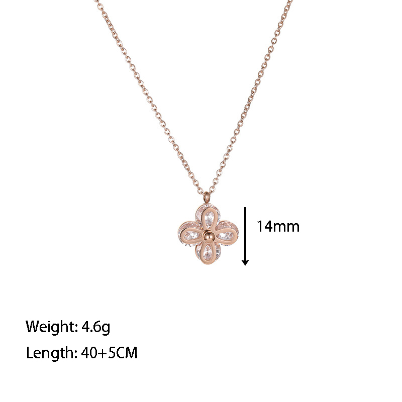 304 Stainless Steel Rose Gold Plated Elegant Sweet Simple Style Plating Inlay Flower Zircon Pendant Necklace display picture 2