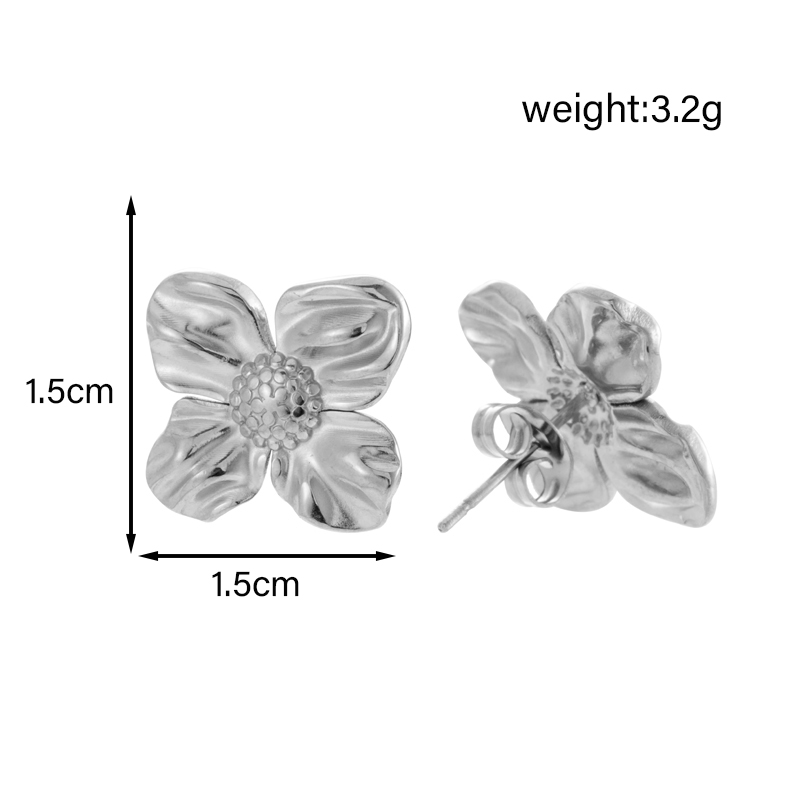 1 Pair Simple Style Classic Style Heart Shape Flower Shell Plating 304 Stainless Steel 14K Gold Plated Ear Studs display picture 6