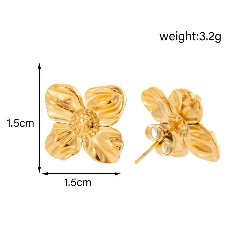 1 Paire Style Simple Style Classique Forme De Cœur Fleur Coquille Placage Acier Inoxydable 304 Plaqué Or 14K Boucles D'Oreilles display picture 5