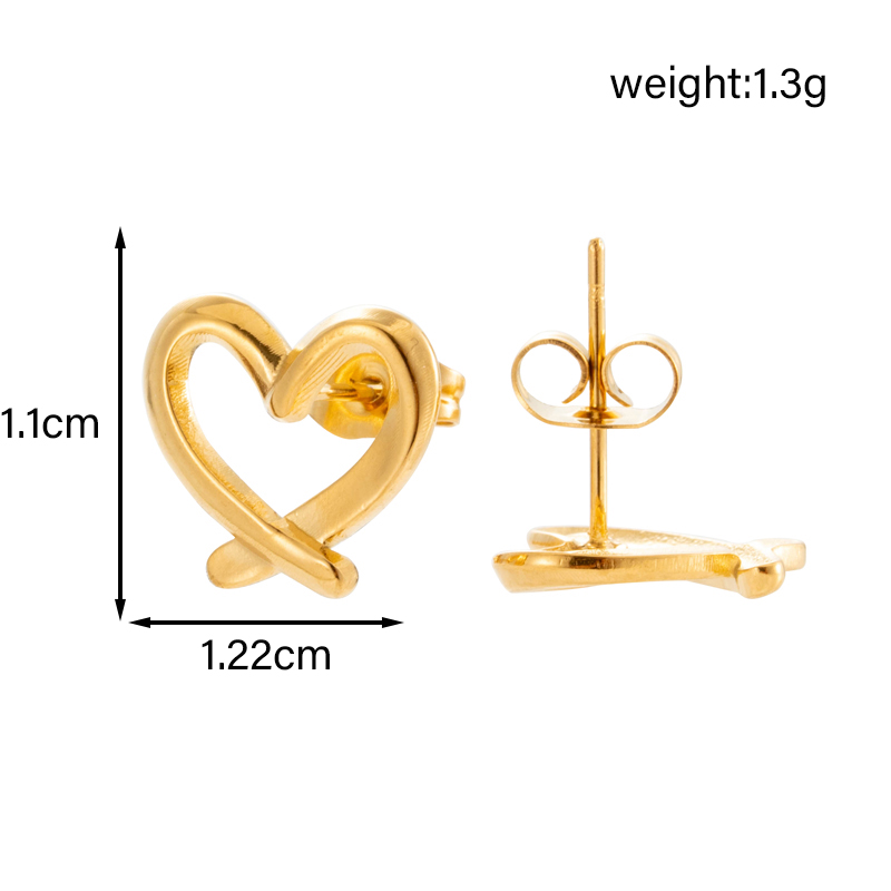 1 Pair Simple Style Classic Style Heart Shape Flower Shell Plating 304 Stainless Steel 14K Gold Plated Ear Studs display picture 7