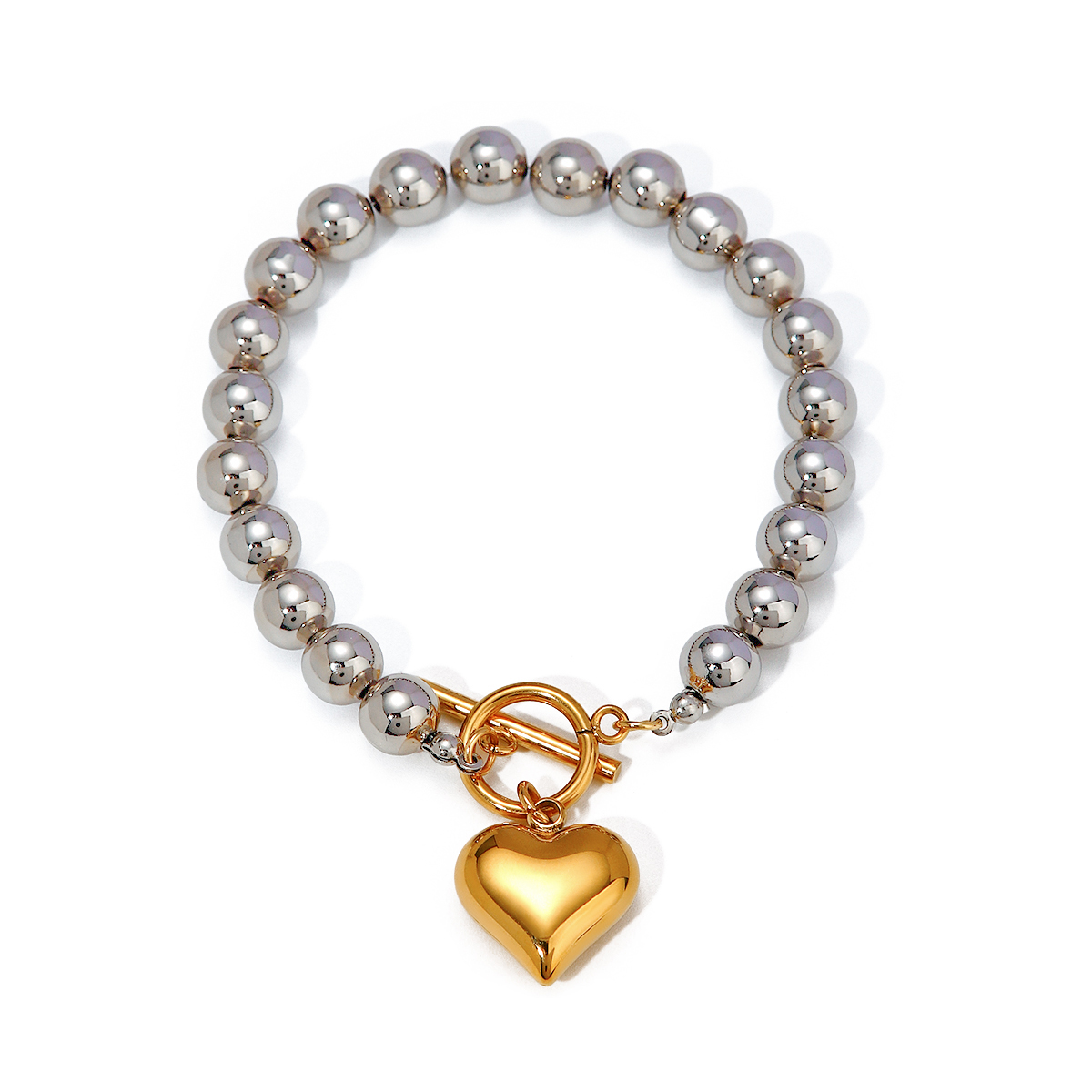 304 Stainless Steel 18K Gold Plated Simple Style Classic Style Plating Heart Shape Bracelets display picture 2