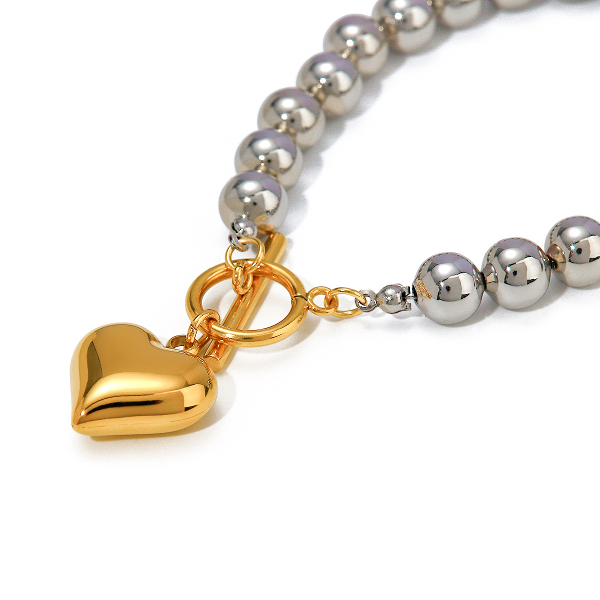 304 Stainless Steel 18K Gold Plated Simple Style Classic Style Plating Heart Shape Bracelets display picture 3