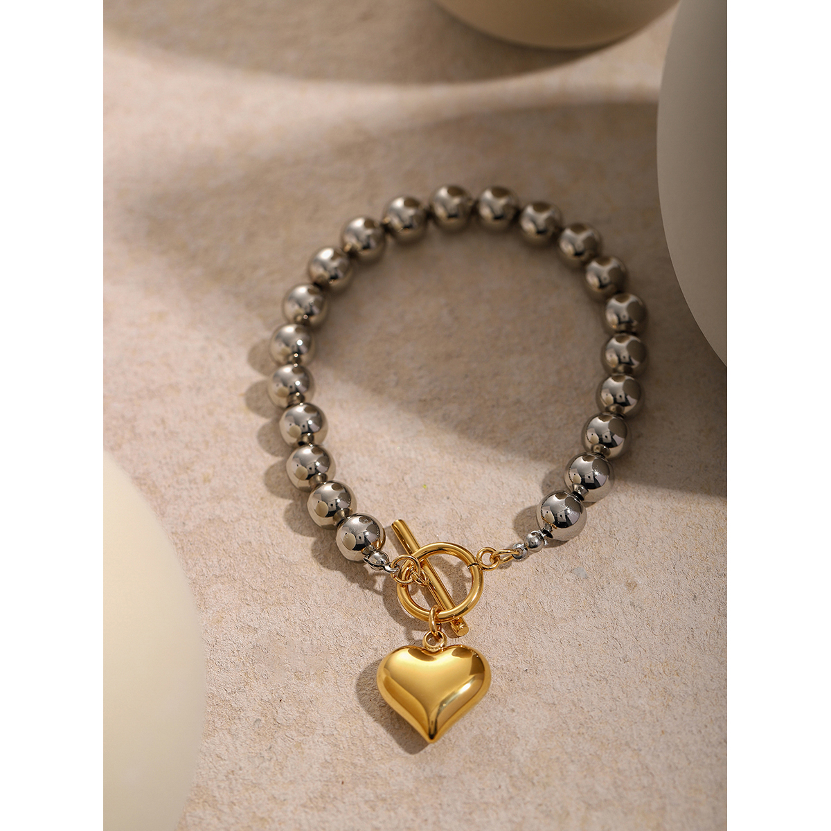 304 Stainless Steel 18K Gold Plated Simple Style Classic Style Plating Heart Shape Bracelets display picture 10