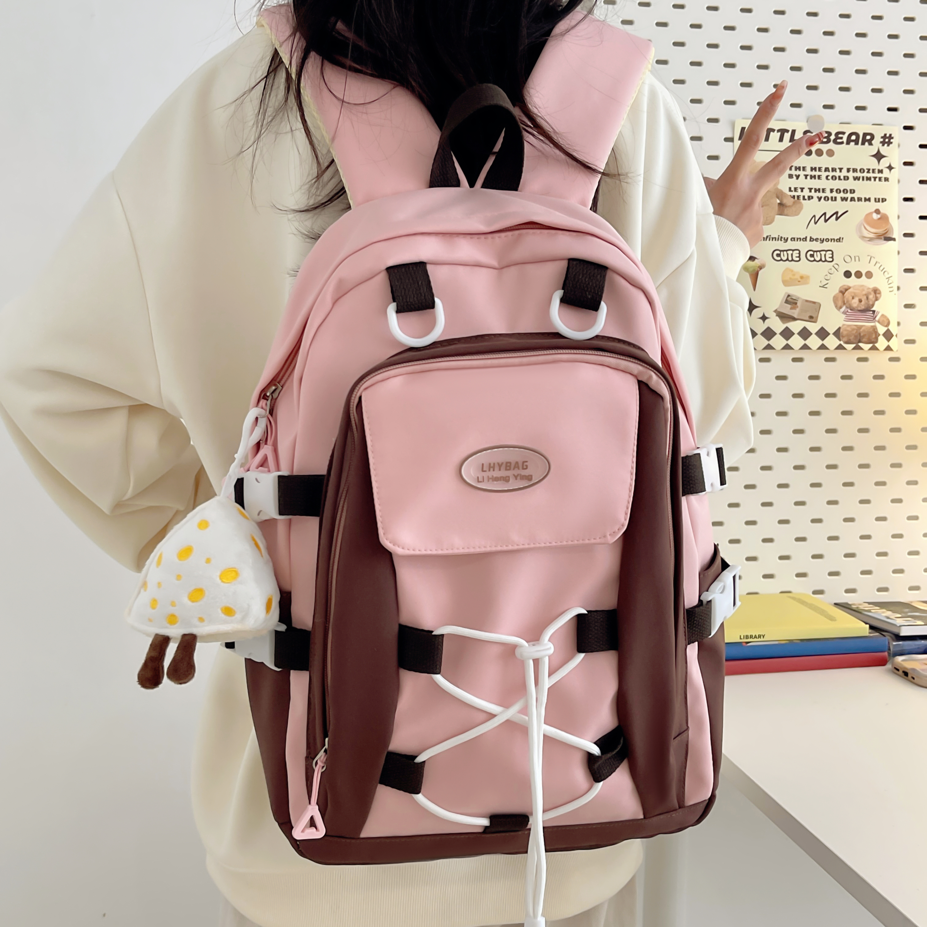 One Size Waterproof 20 Inch Solid Color School Daily School Backpack display picture 9