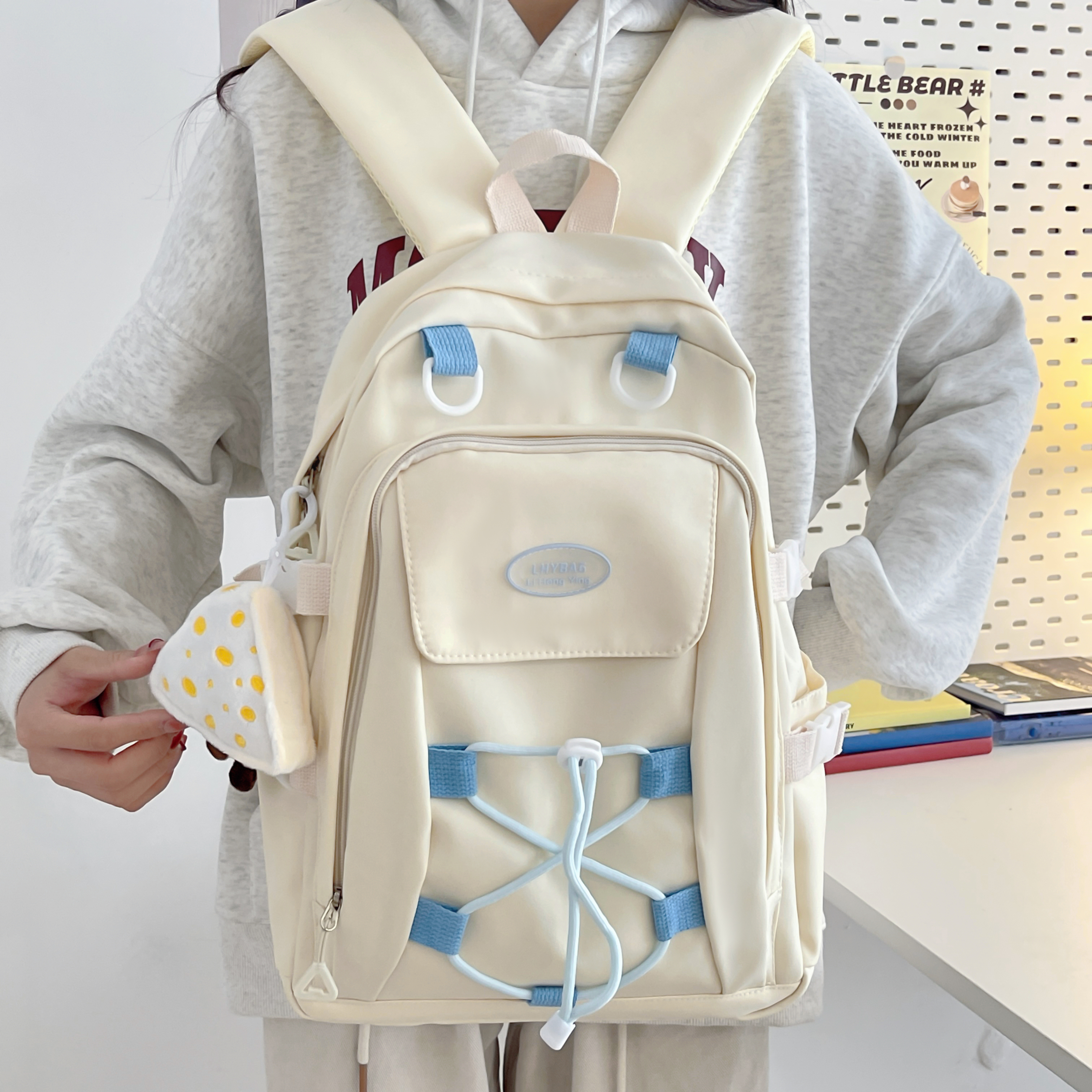 One Size Waterproof 20 Inch Solid Color School Daily School Backpack display picture 7