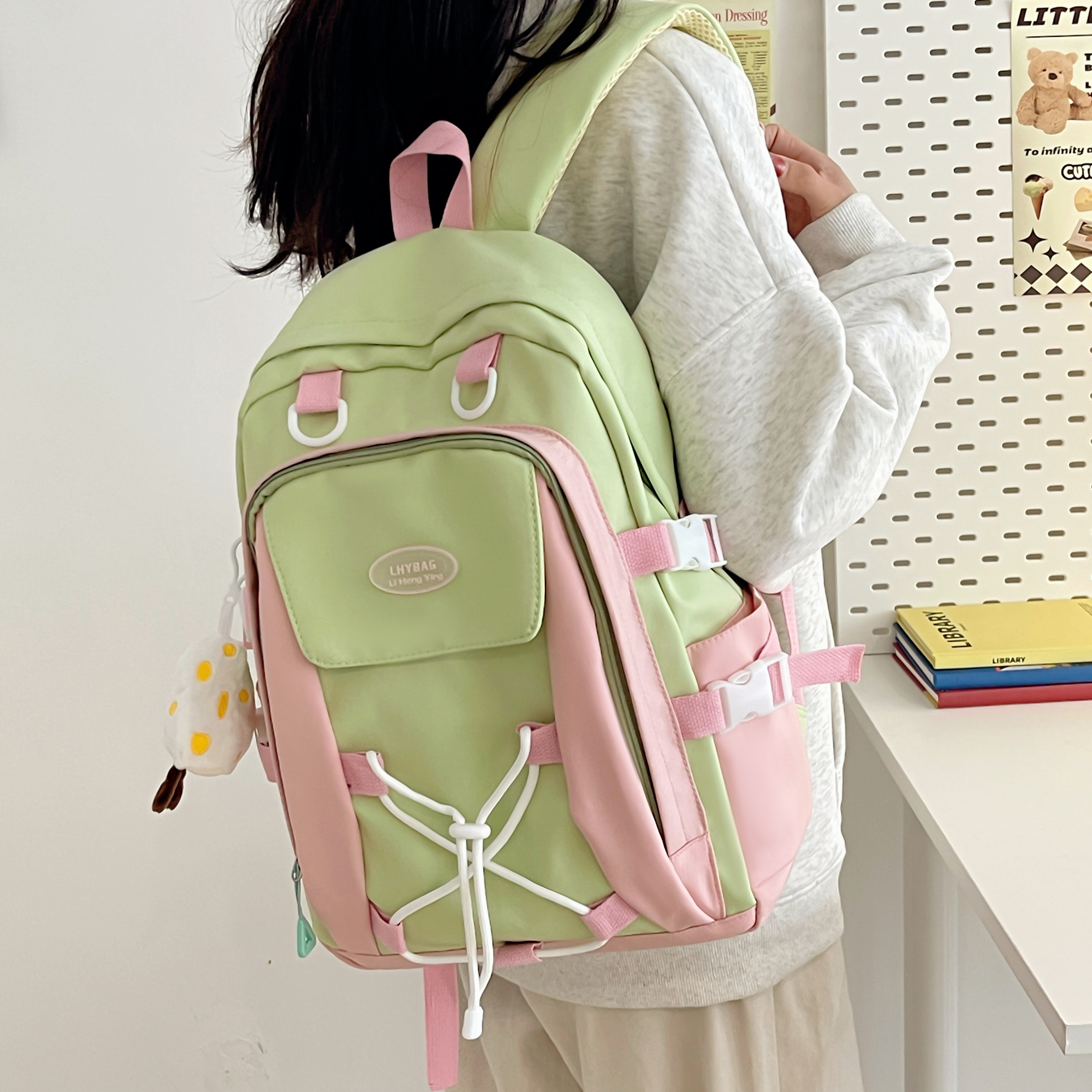 One Size Waterproof 20 Inch Solid Color School Daily School Backpack display picture 11