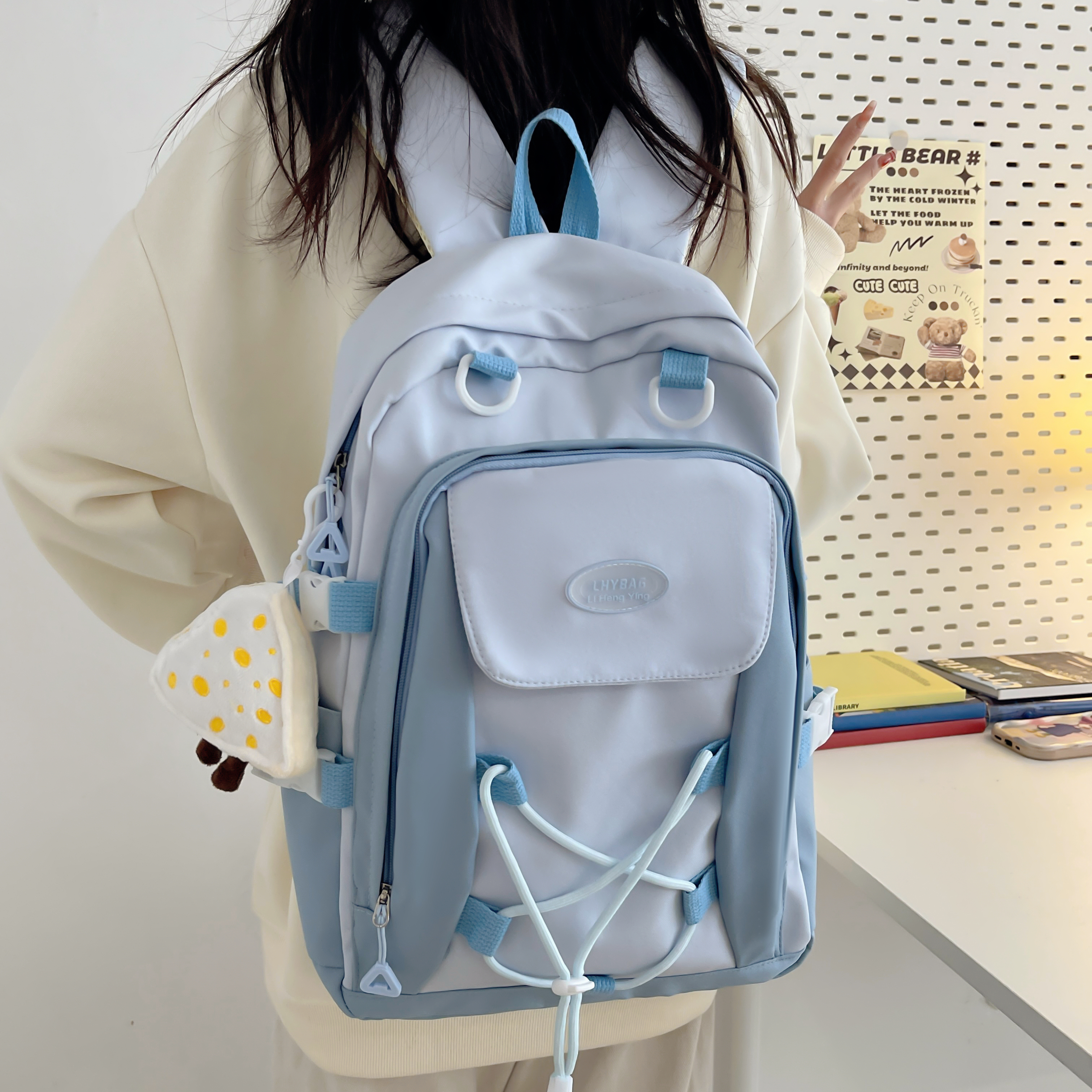 One Size Waterproof 20 Inch Solid Color School Daily School Backpack display picture 19