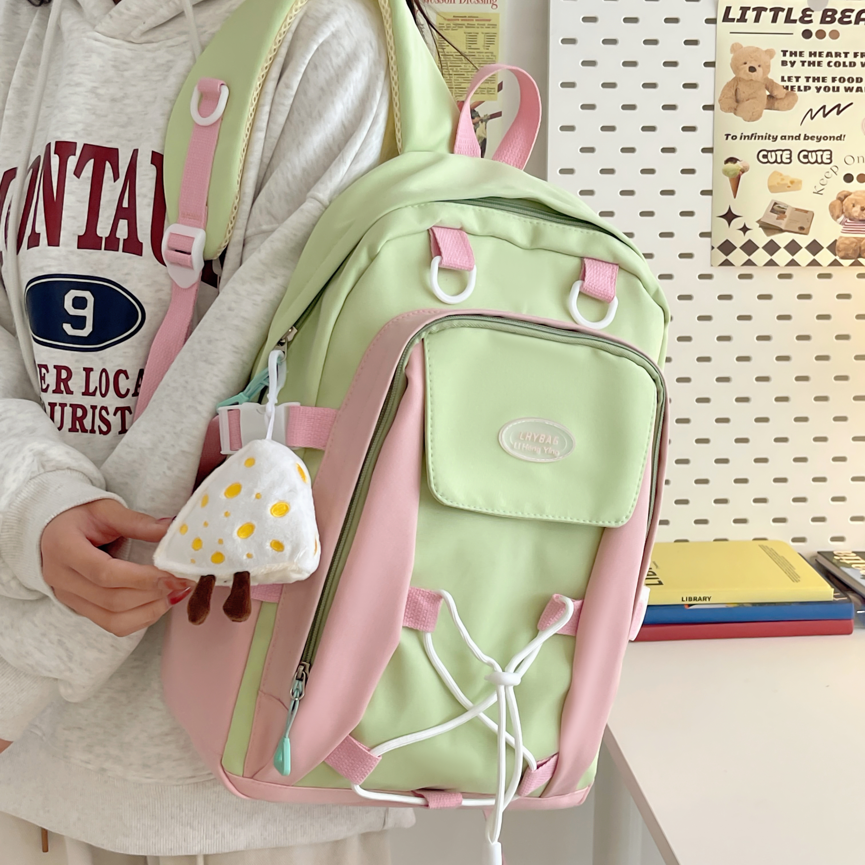 One Size Waterproof 20 Inch Solid Color School Daily School Backpack display picture 13