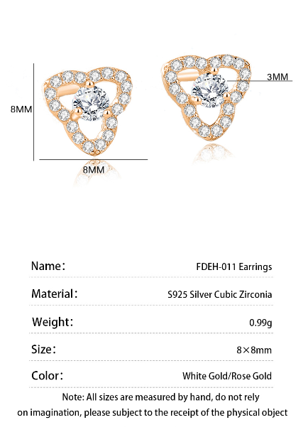 1 Pair Fairy Style Elegant Lady Shamrock Plating Inlay Sterling Silver Zircon Ear Studs display picture 4