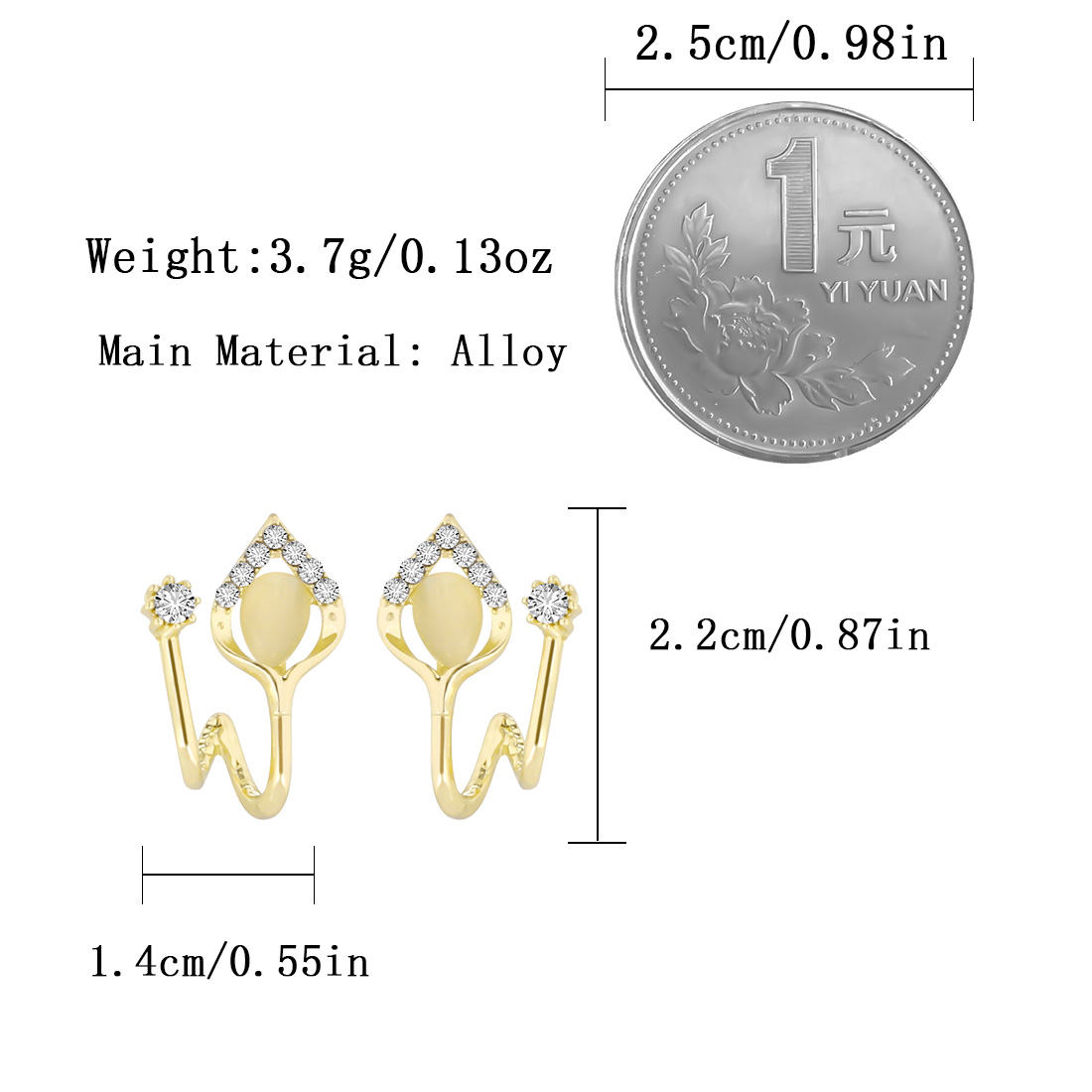 1 Pair Elegant Commute Geometric Inlay Alloy Rhinestones Gold Plated Ear Studs display picture 1