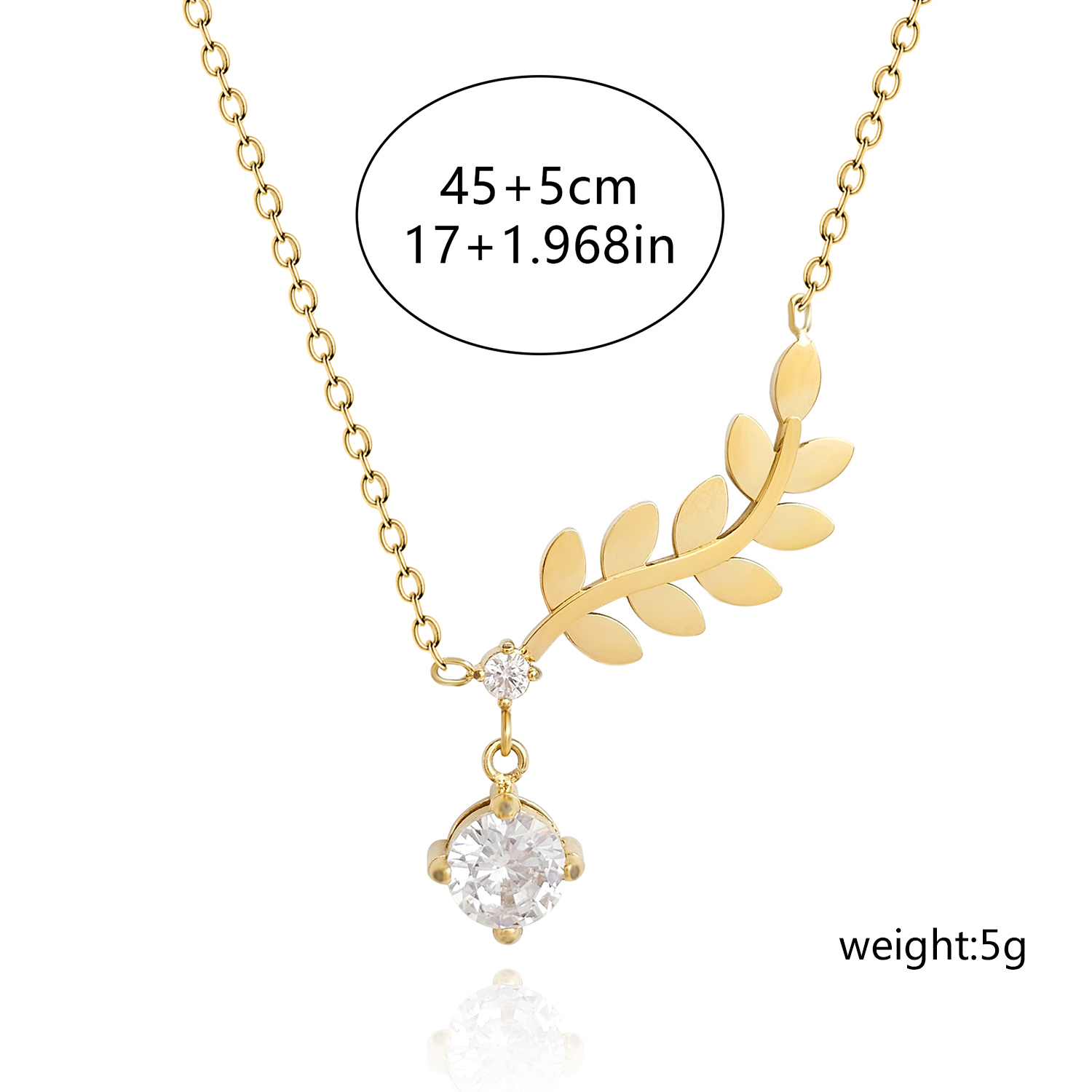 304 Stainless Steel Gold Plated Simple Style Classic Style Plating Leaves Pendant Necklace display picture 2