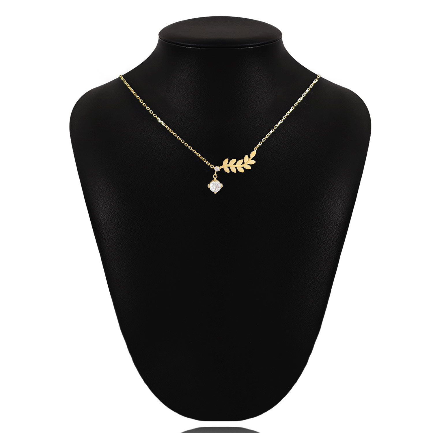 304 Stainless Steel Gold Plated Simple Style Classic Style Plating Leaves Pendant Necklace display picture 3