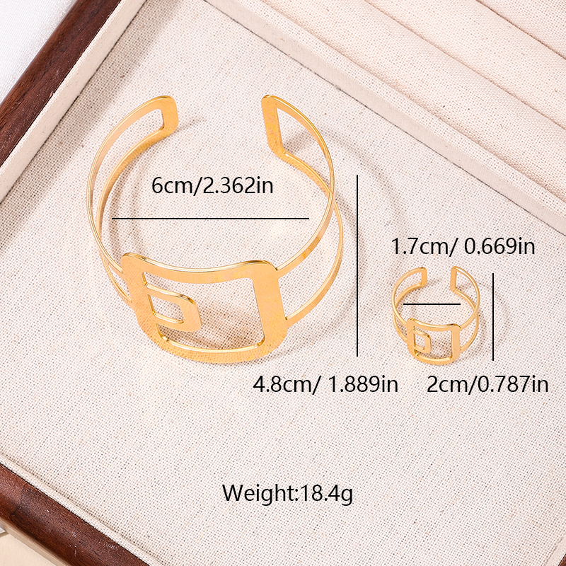 Luxurious Formal Geometric Square Alloy Hollow Out 14K Gold Plated Women's Rings Bracelets display picture 5