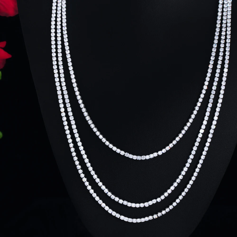 Kupfer Luxuriös Einfacher Stil Perlen Geometrisch Zirkon Dreilagige Halskette display picture 7