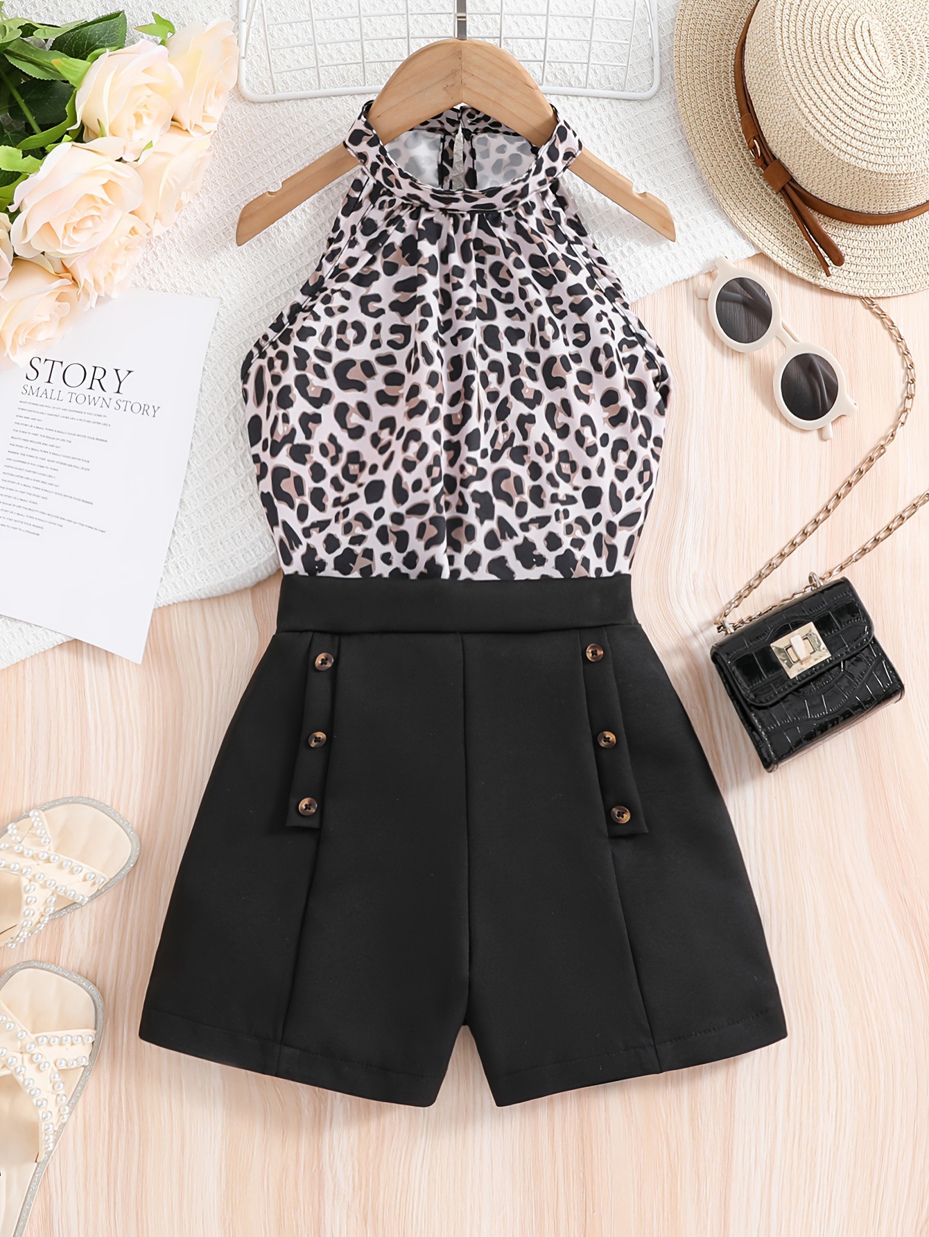 Casual Leopard Polyester Girls Clothing Sets display picture 1