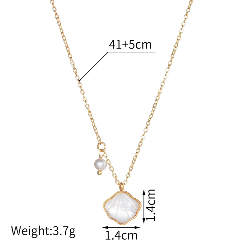 Steel 18K Gold Plated Simple Style Classic Style Plating Inlay Shell Shell Pendant Necklace display picture 1
