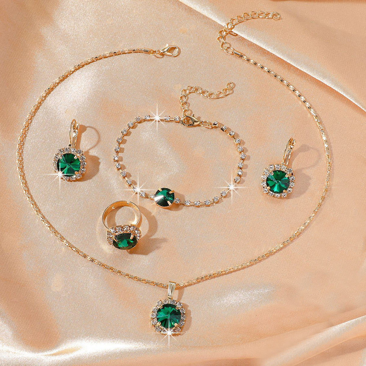 Elegant Romantic Round Artificial Diamond Alloy Wholesale Jewelry Set display picture 8
