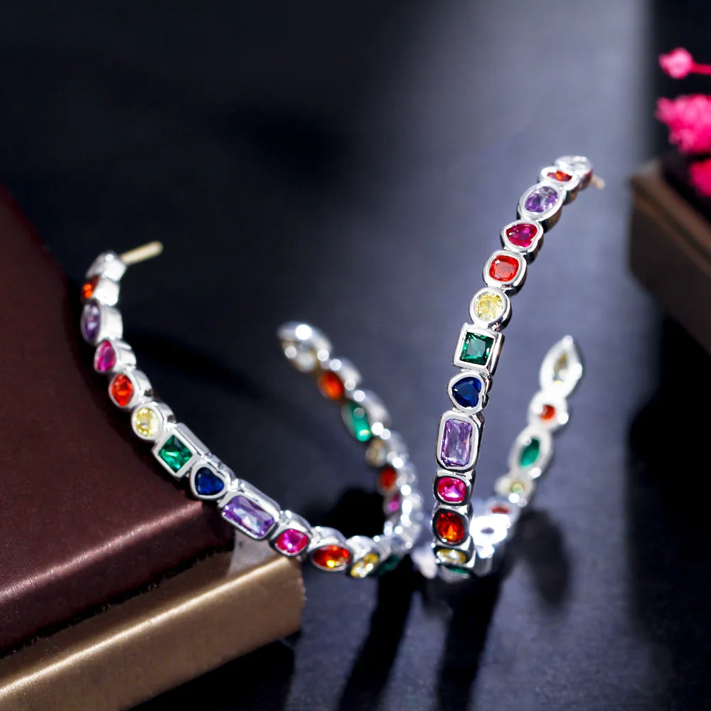 1 Pair Vintage Style Vacation Color Block Inlay Copper Zircon Earrings display picture 7