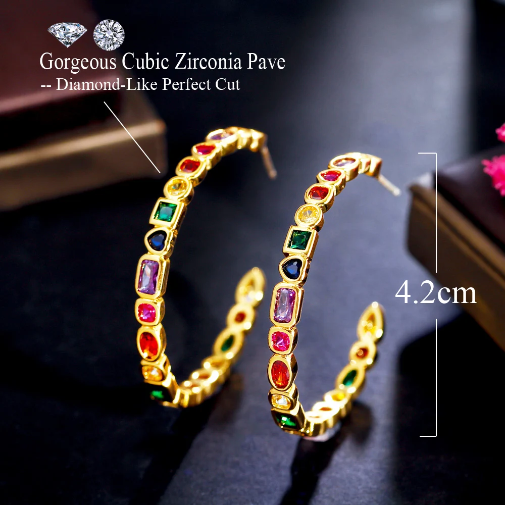 1 Pair Vintage Style Vacation Color Block Inlay Copper Zircon Earrings display picture 8