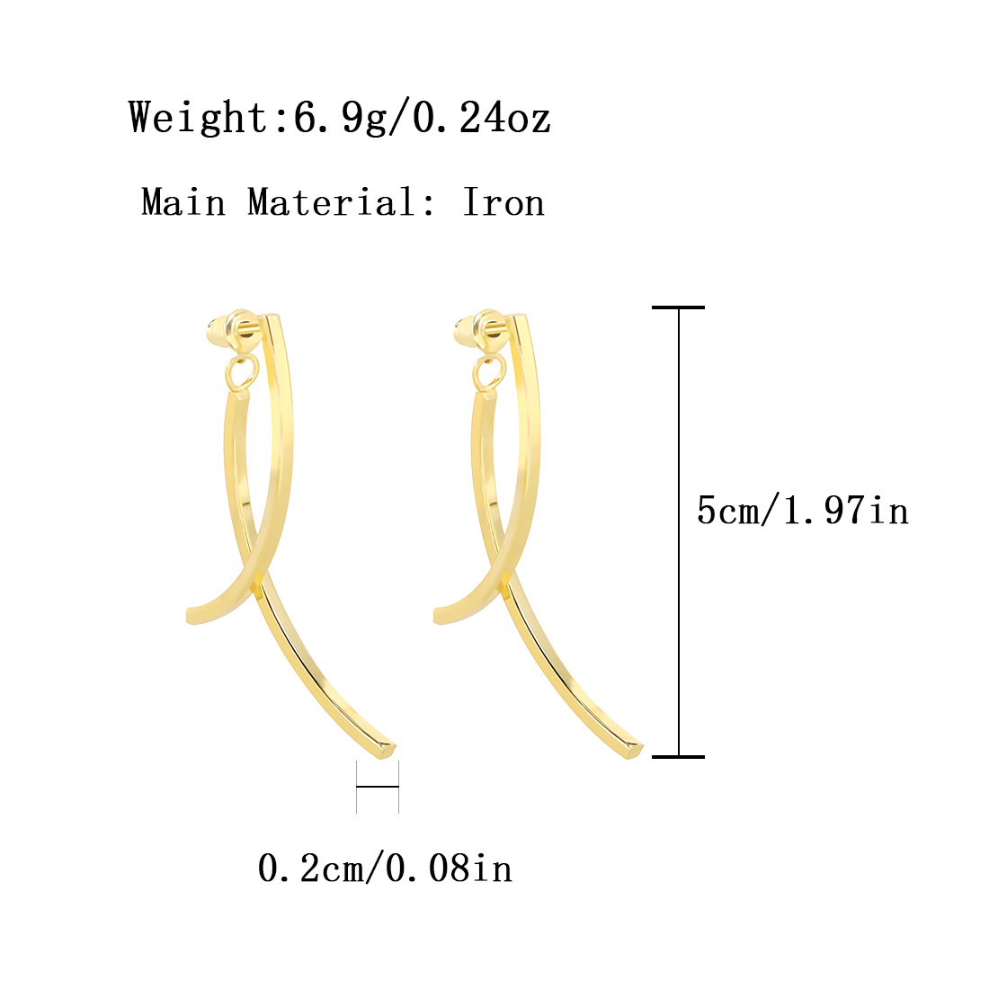 1 Pair Simple Style Classic Style Solid Color Plating Iron Gold Plated Ear Studs display picture 1