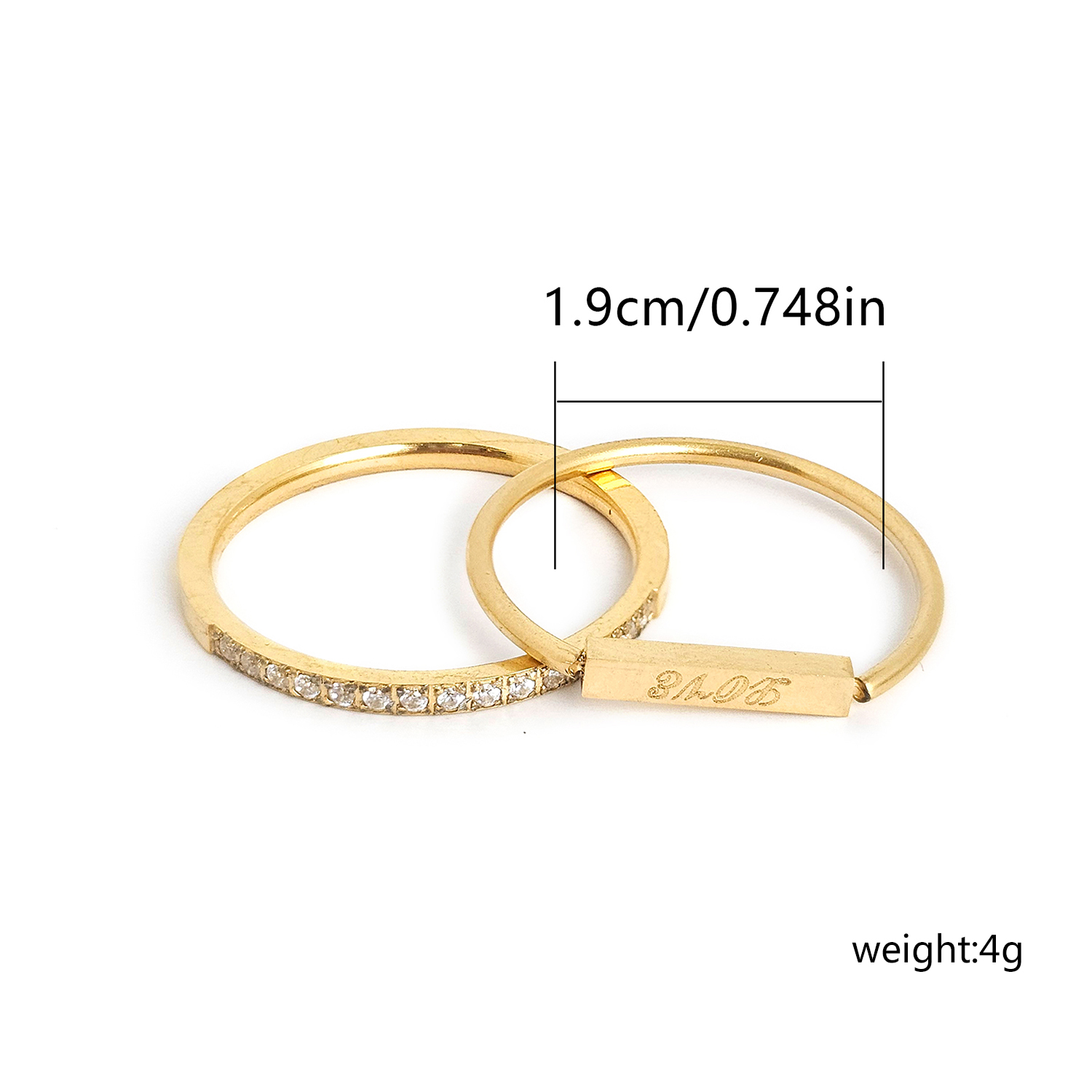 Simple Style Classic Style Solid Color 304 Stainless Steel Gold Plated Zircon Rings In Bulk display picture 2