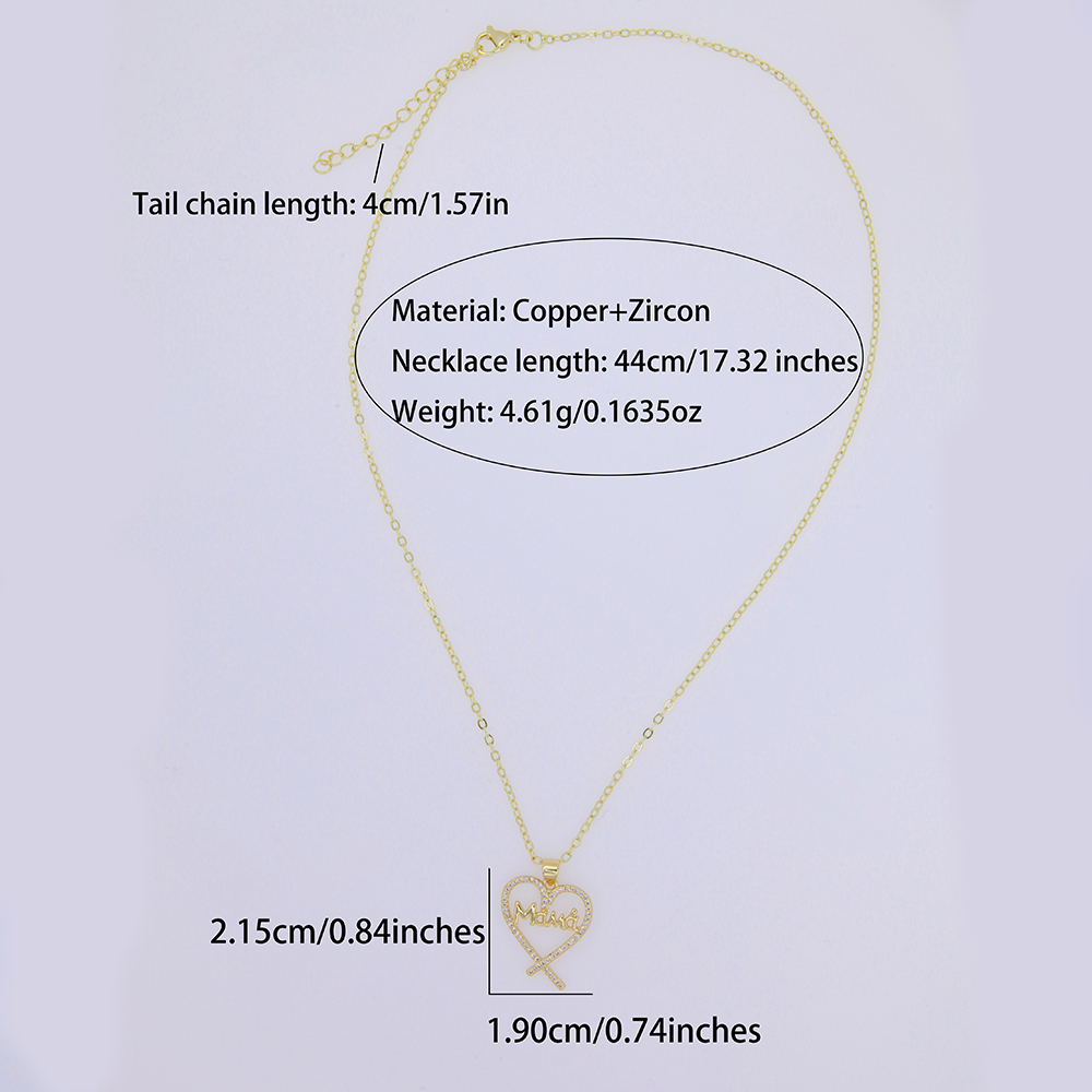 Cobre Chapados en oro de 18k Elegante Dulce Enchapado Embutido Forma De Corazón Circón Collar Colgante display picture 1