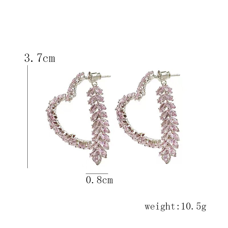 1 Pair Cute Simple Style Heart Shape Plating Inlay Copper Brass Zircon 14K Gold Plated Earrings display picture 1