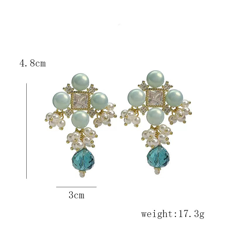 1 Pair Simple Style Classic Style Starry Sky Plating Inlay Copper Sequins Artificial Pearls 14K Gold Plated Ear Studs display picture 1
