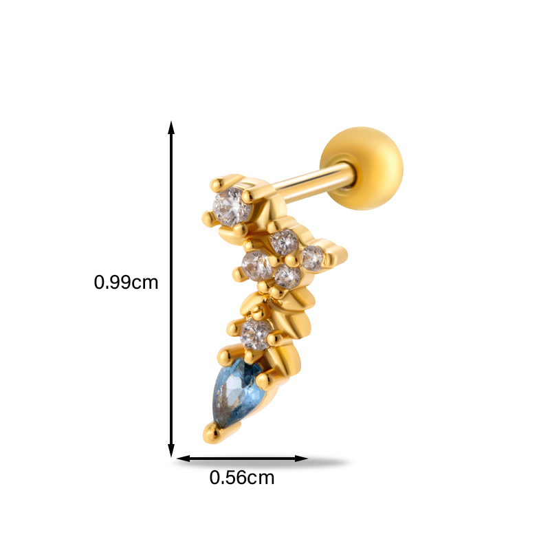 1 Pièce Boucles D'Oreilles Cartilage Style Simple Style Classique Forme De Cœur Fleur Papillon Le Cuivre Incruster Zircon Boucles D'Oreilles Cartilage display picture 20