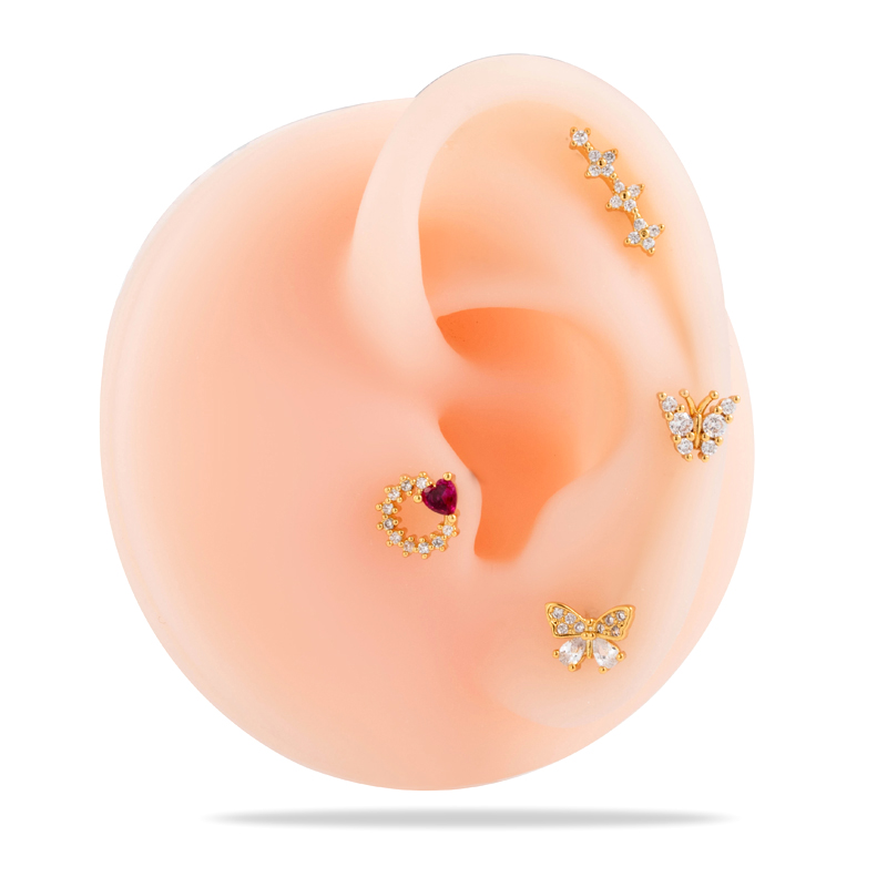 1 Piece Ear Cartilage Rings & Studs Simple Style Classic Style Heart Shape Flower Butterfly Copper Inlay Zircon Ear Cartilage Rings & Studs display picture 28