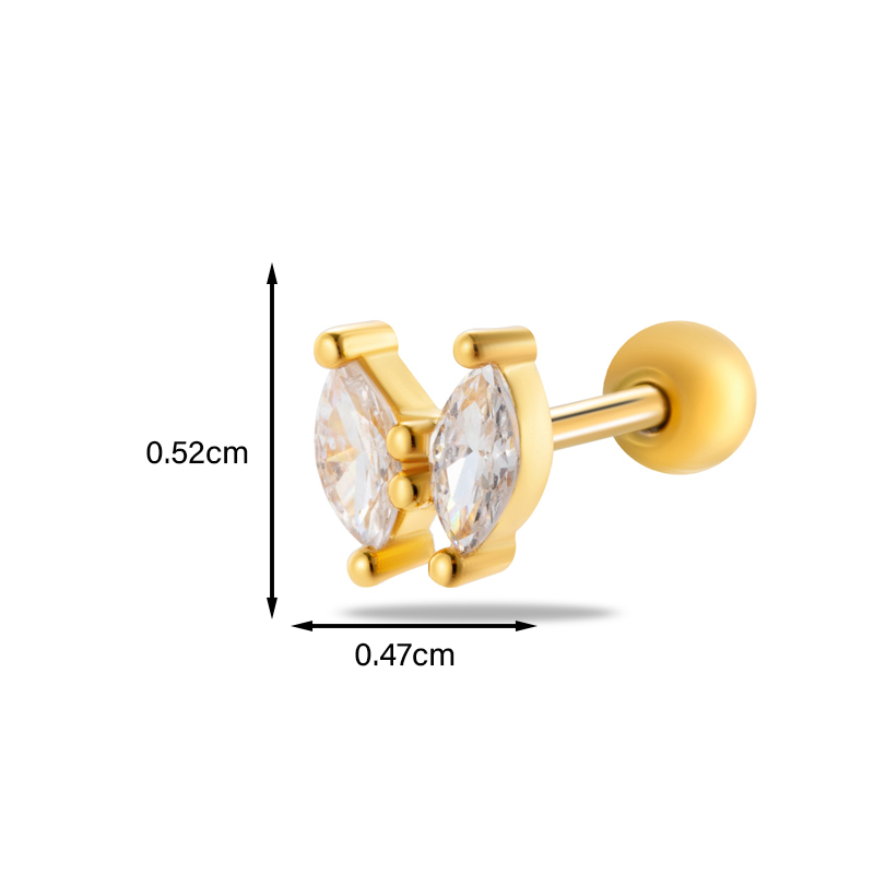 1 Piece Ear Cartilage Rings & Studs Simple Style Classic Style Heart Shape Flower Butterfly Copper Inlay Zircon Ear Cartilage Rings & Studs display picture 2