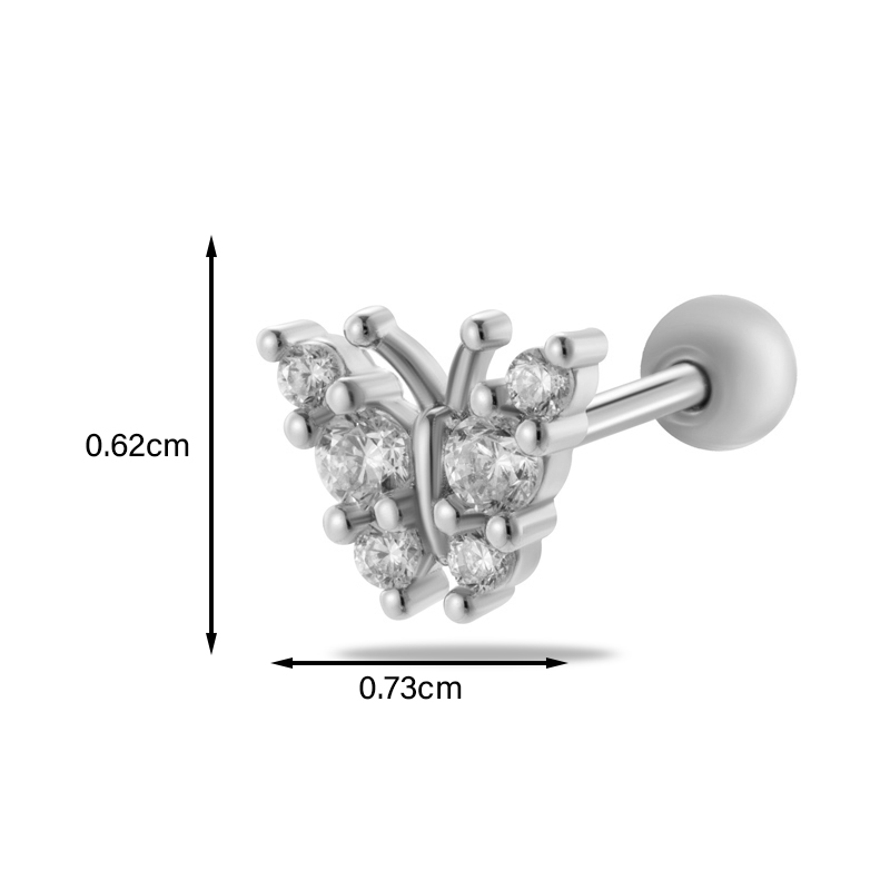 1 Pièce Boucles D'Oreilles Cartilage Style Simple Style Classique Forme De Cœur Fleur Papillon Le Cuivre Incruster Zircon Boucles D'Oreilles Cartilage display picture 7