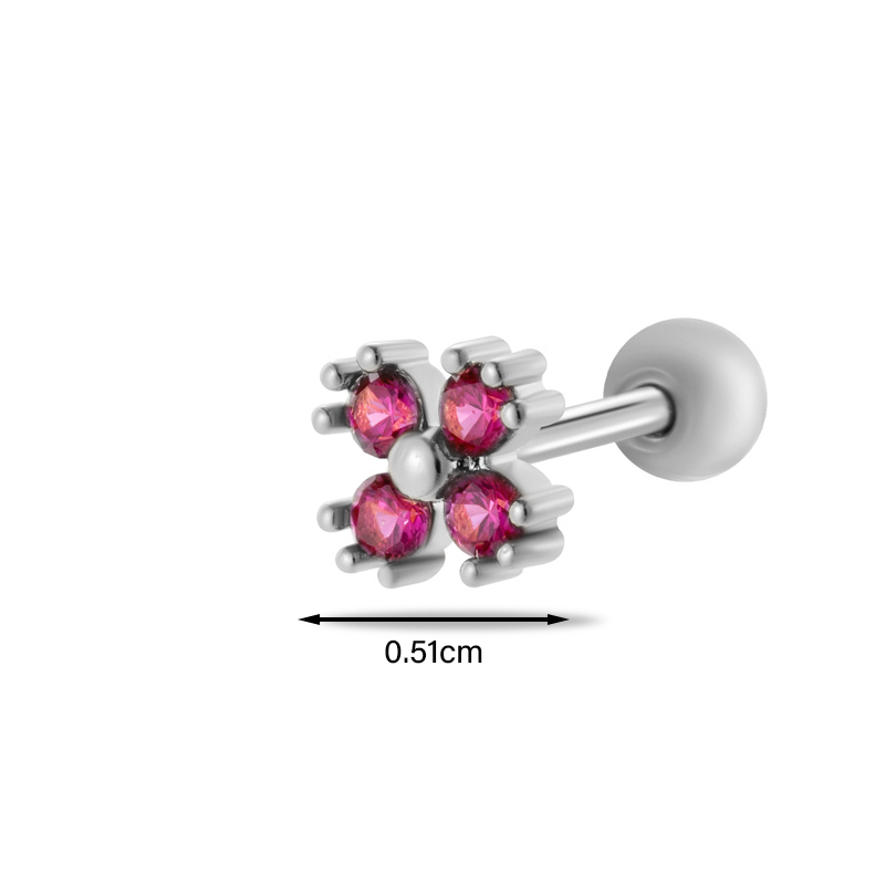 1 Piece Ear Cartilage Rings & Studs Simple Style Classic Style Heart Shape Flower Butterfly Copper Inlay Zircon Ear Cartilage Rings & Studs display picture 13