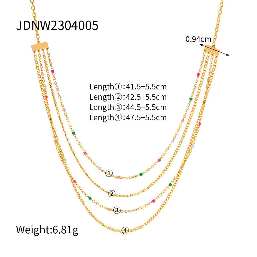 Acero Inoxidable 304 Chapados en oro de 18k Estilo Simple Estilo Clásico Esmalte Enchapado Bloque De Color Collares En Capas display picture 1