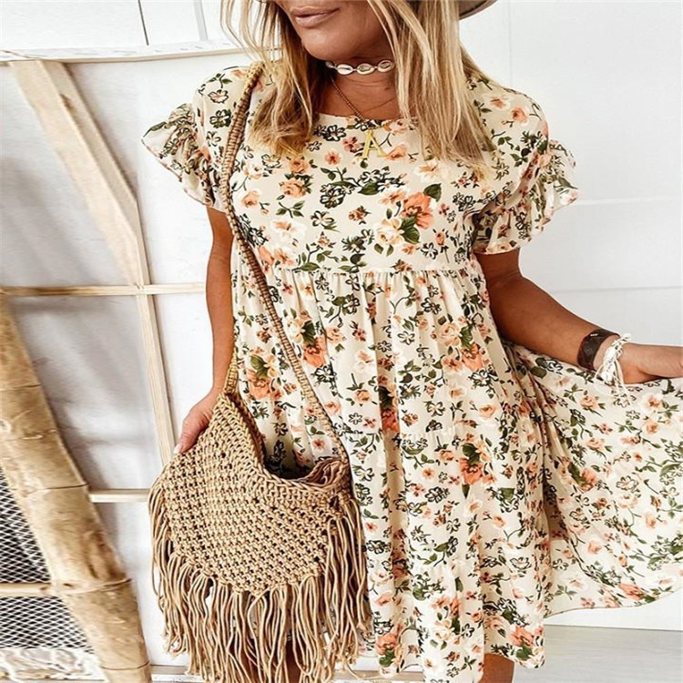 Women's Regular Dress Vacation Round Neck Short Sleeve Ditsy Floral Midi Dress Weekend Daily Lawn display picture 10